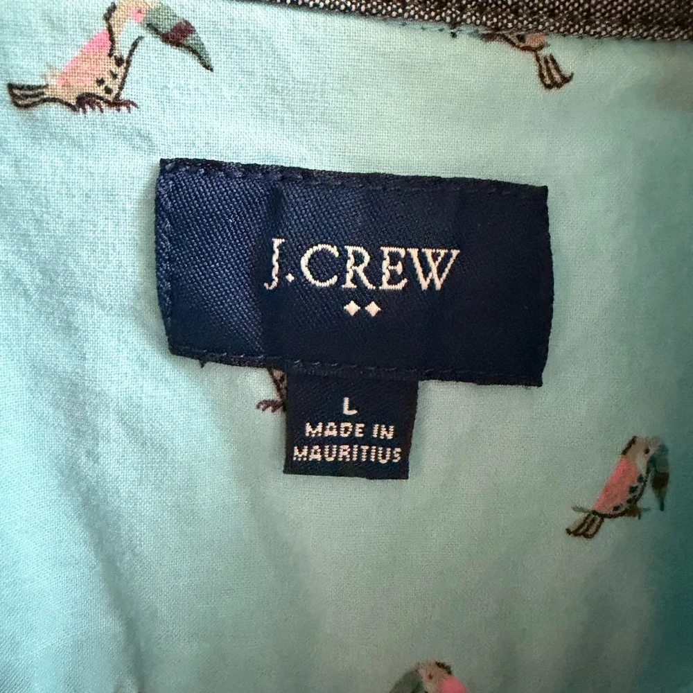 Men's jcrew Light Blue Short-Sleeve Button-Up Shirt with toucans